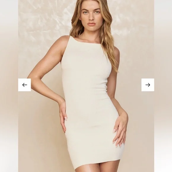 Monday Swimwear Camerelle Dress in Ivory Knit Rib - Picture 3 of 10